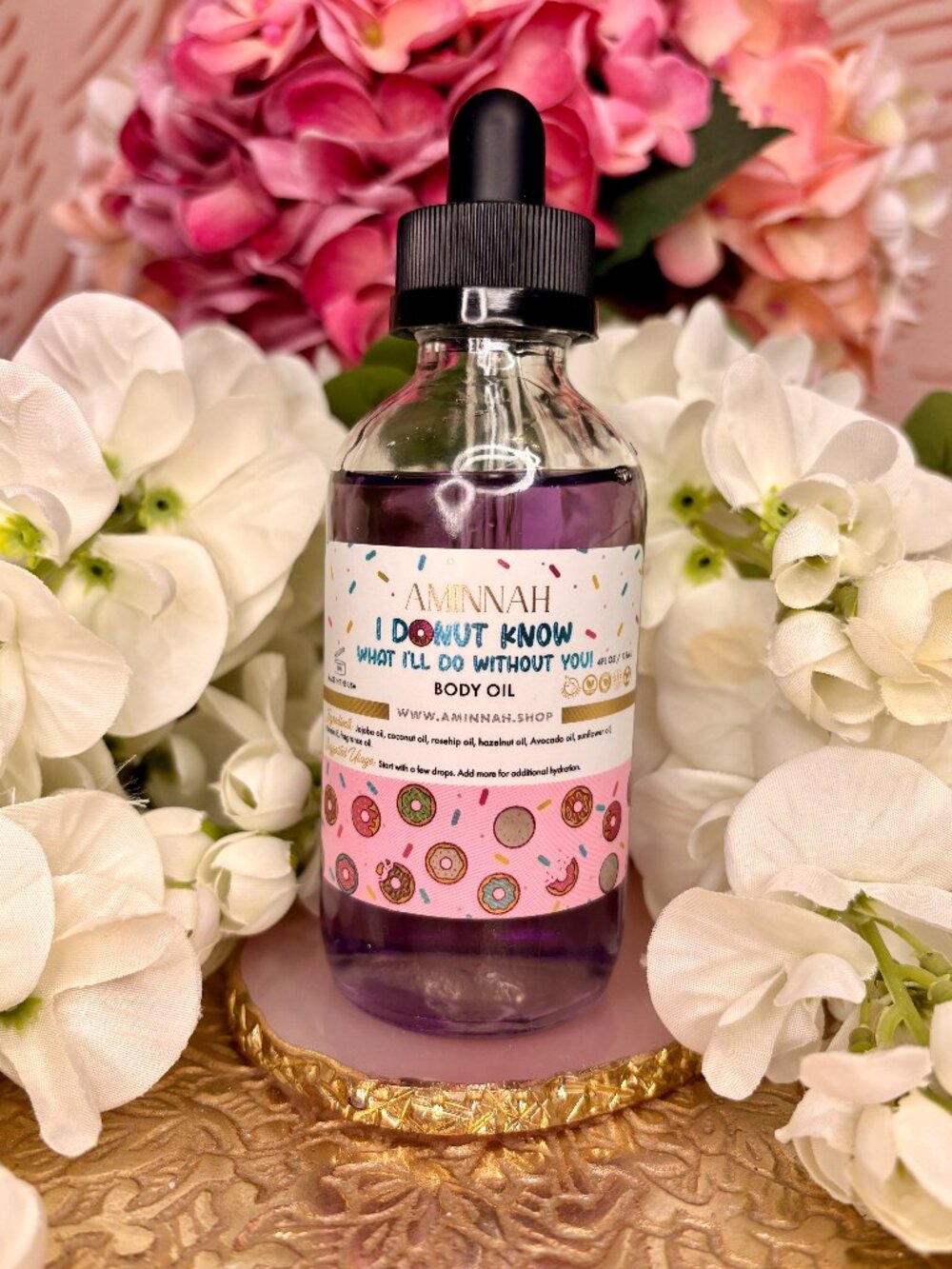 NEW Aminnah I Donut Know Strawberry Glazed Donut Body Oil 4 oz